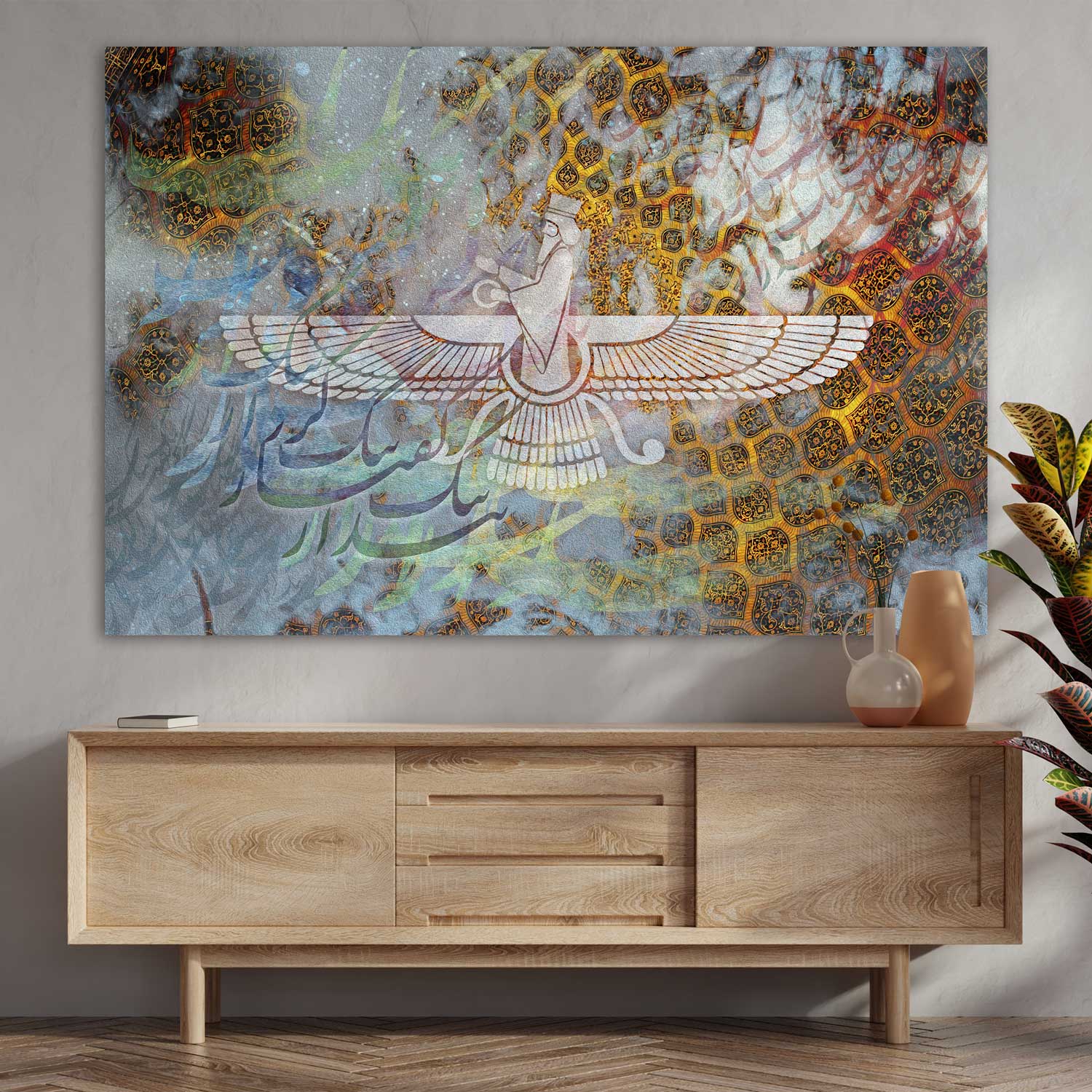 Faravahar Persian wall art, alternate artwork view 2