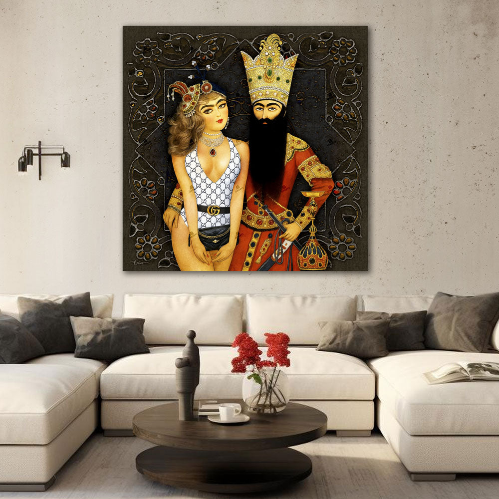 Modern Qajar Persian wall art, alternate artwork view 2
