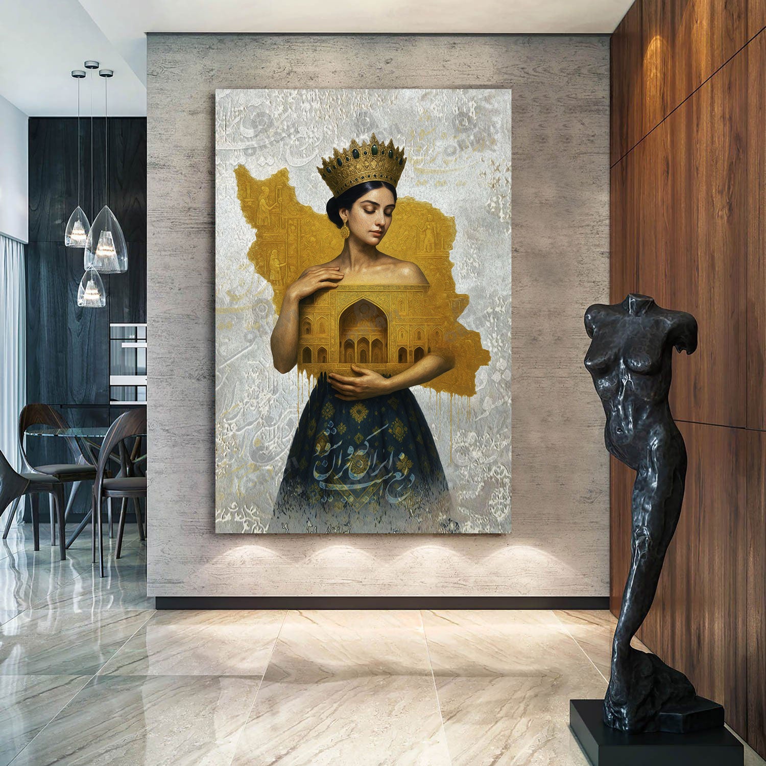 A portrait overlaid with Ferdowsi&
