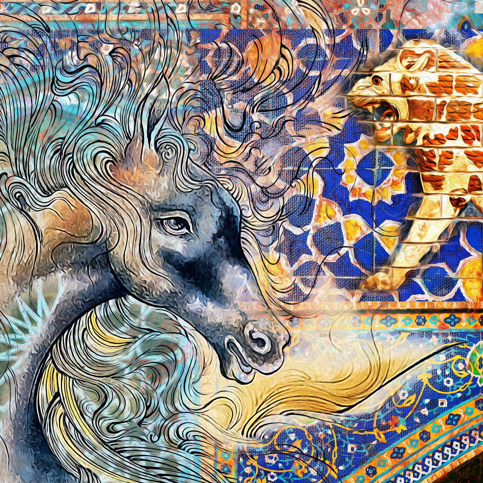 Persian miniatures on tiles (2 Piece) | Persian Wall Art | Persian Home Wall Decor - ORIAVI