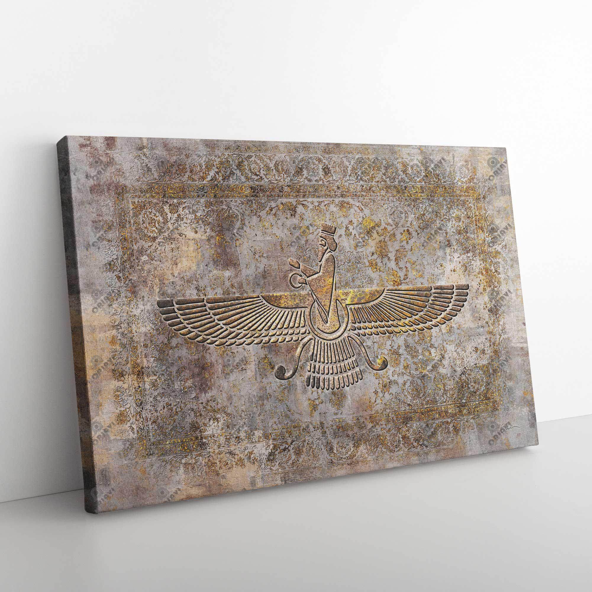Custom Size of Modern Faravahar Wall Art | Persian Art Wall Decor - ORIAVI