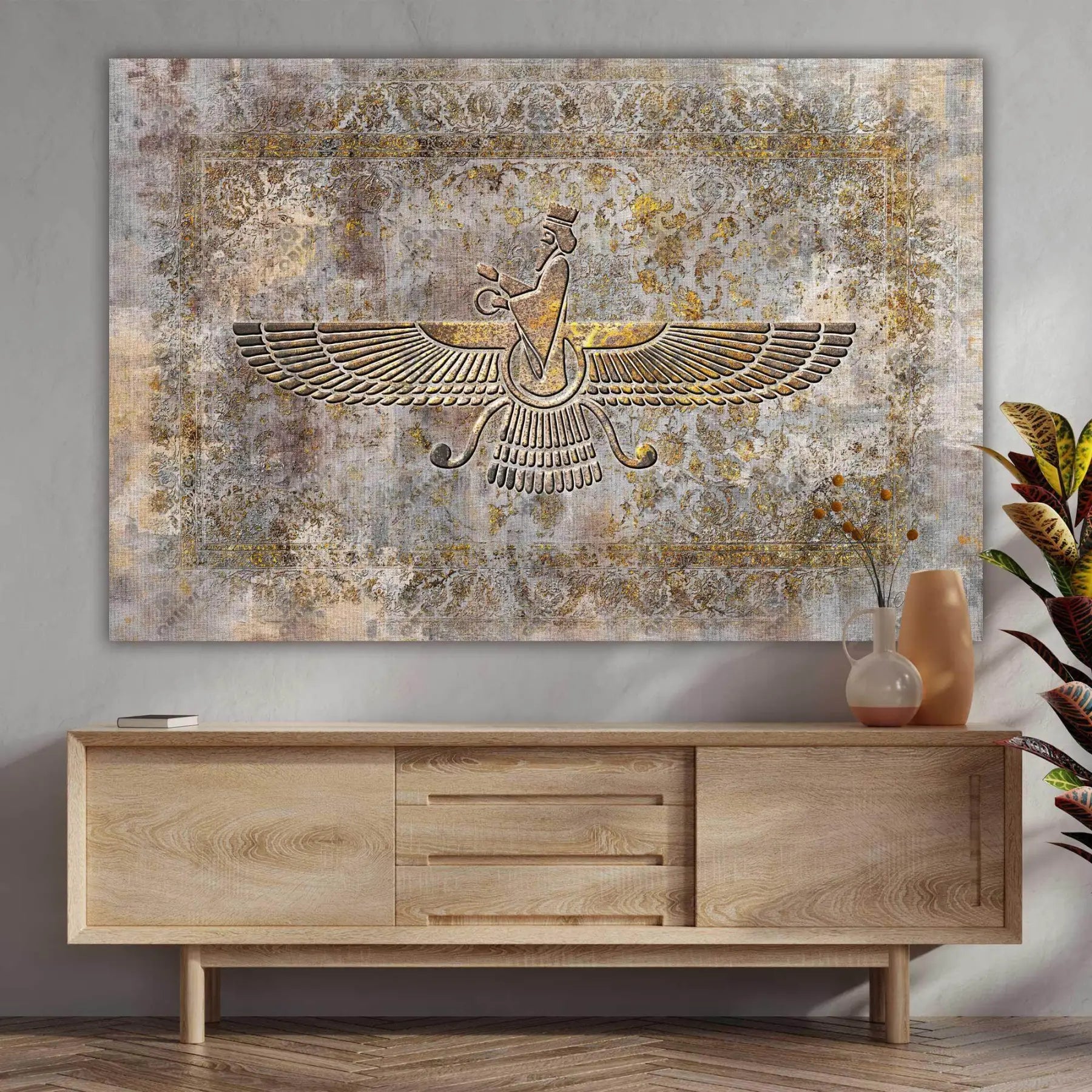 Faravahar — Gold Persian Heritage Canvas Art