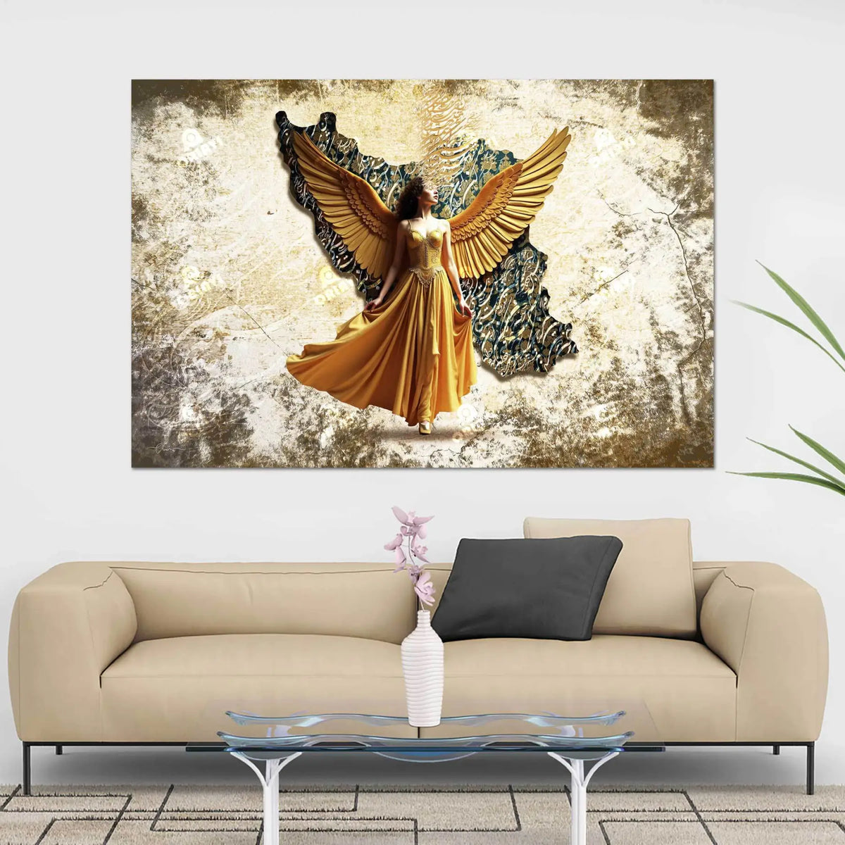 Vatanam — Persian Winged Woman Calligraphy Canvas
