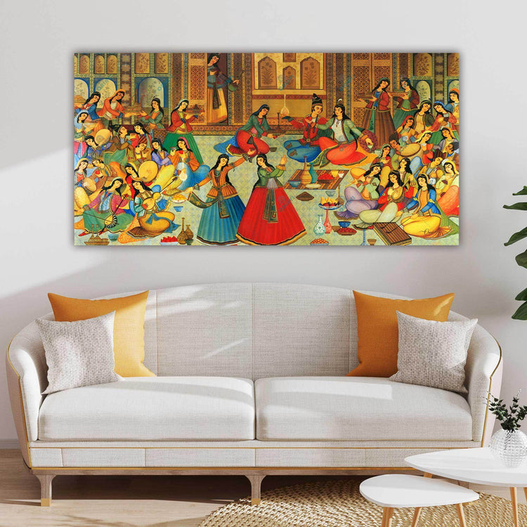 Bazm o Raghs - Antique Persian Miniature Wall Art | Iranian Wall Art - ORIAVI