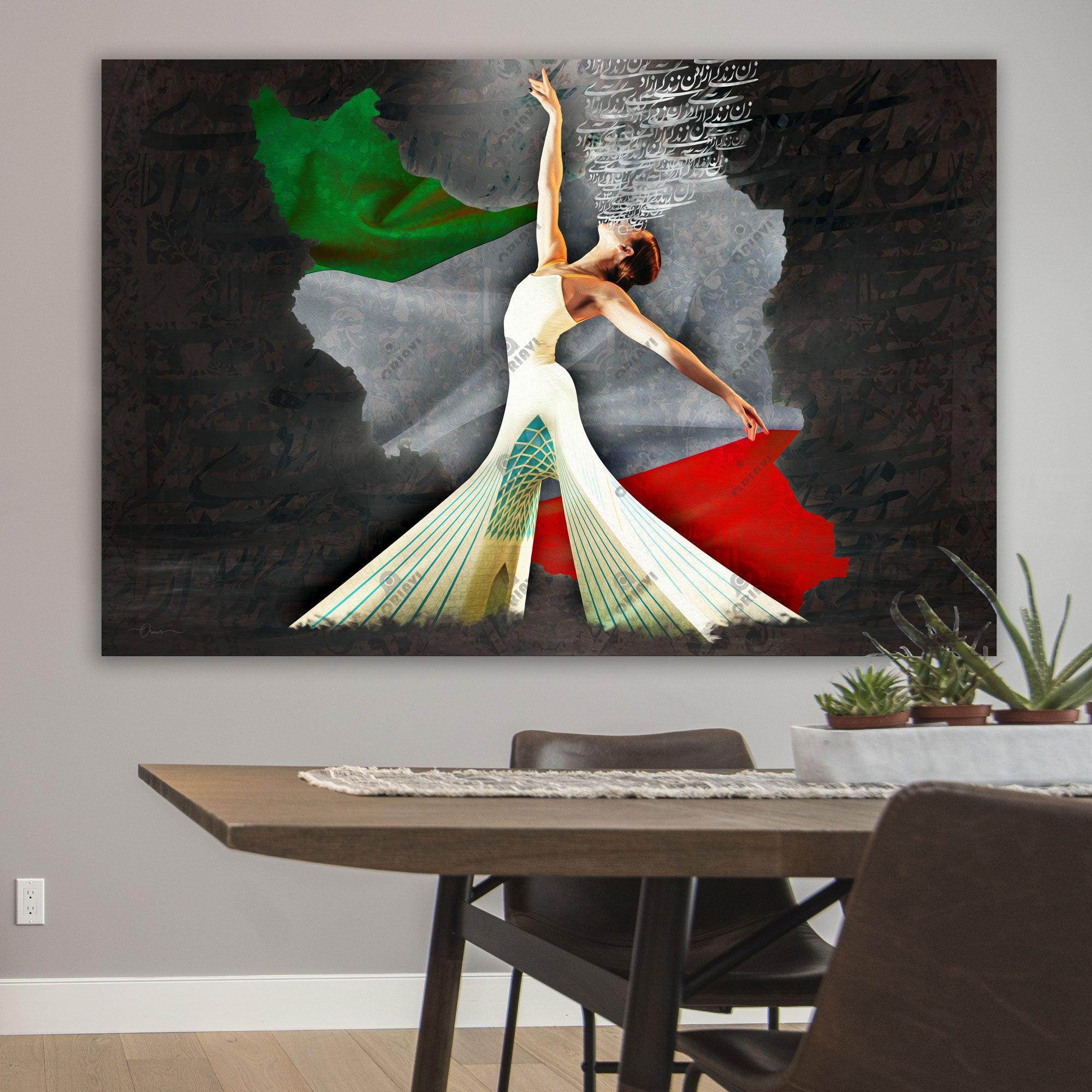 Woman, Life, Freedom — Iran Flag Persian Dancer Canvas