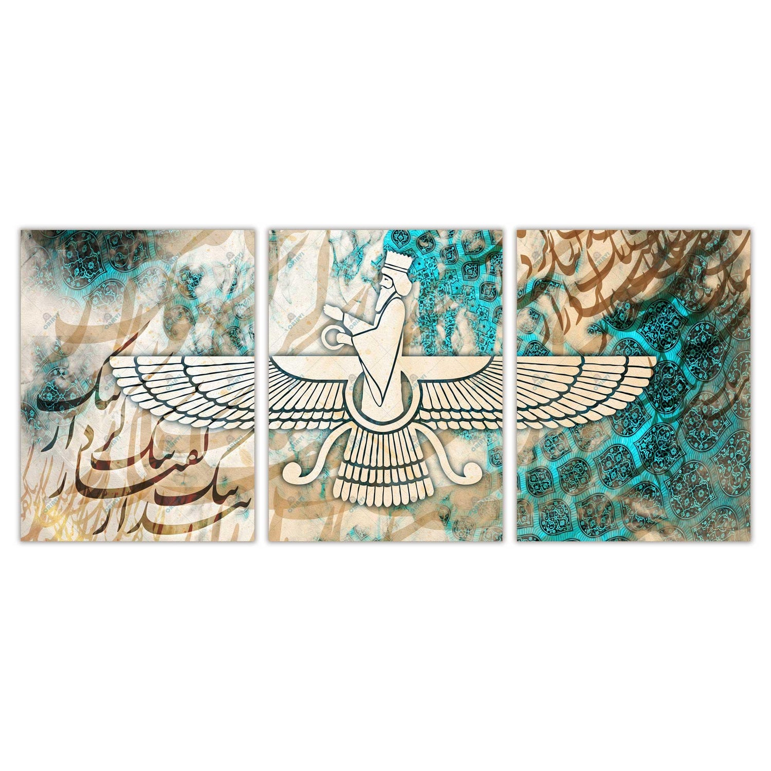 Custom Faravahar Canvas Art - 3X24"X32" - ORIAVI