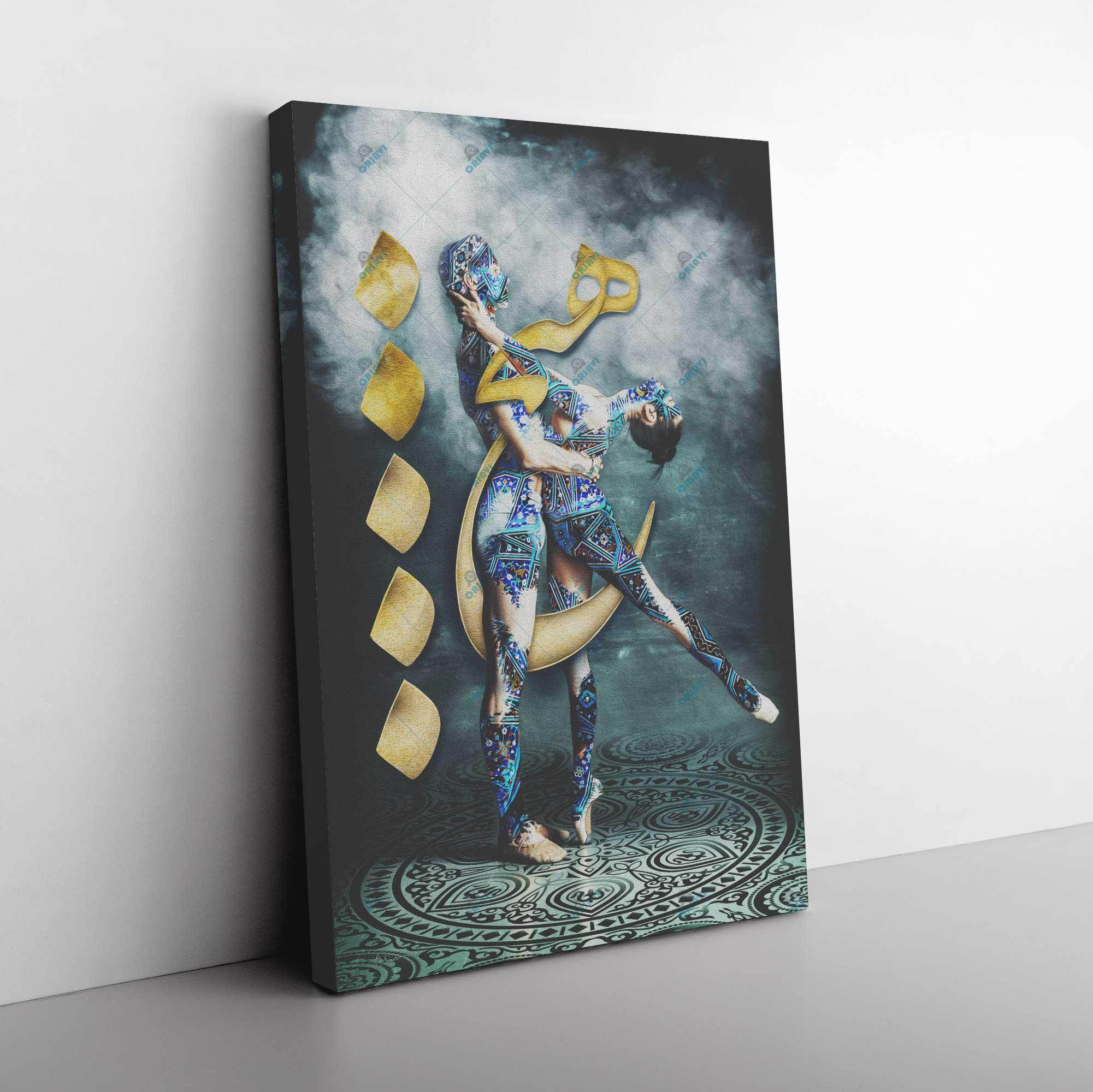 Hich Persian canvas displayed in an interior setting, view 4