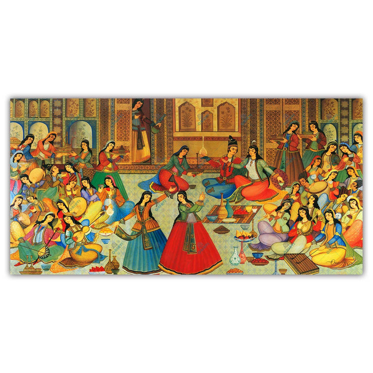 Bazm o Raghs - Antique Persian Miniature Wall Art | Iranian Wall Art - ORIAVI