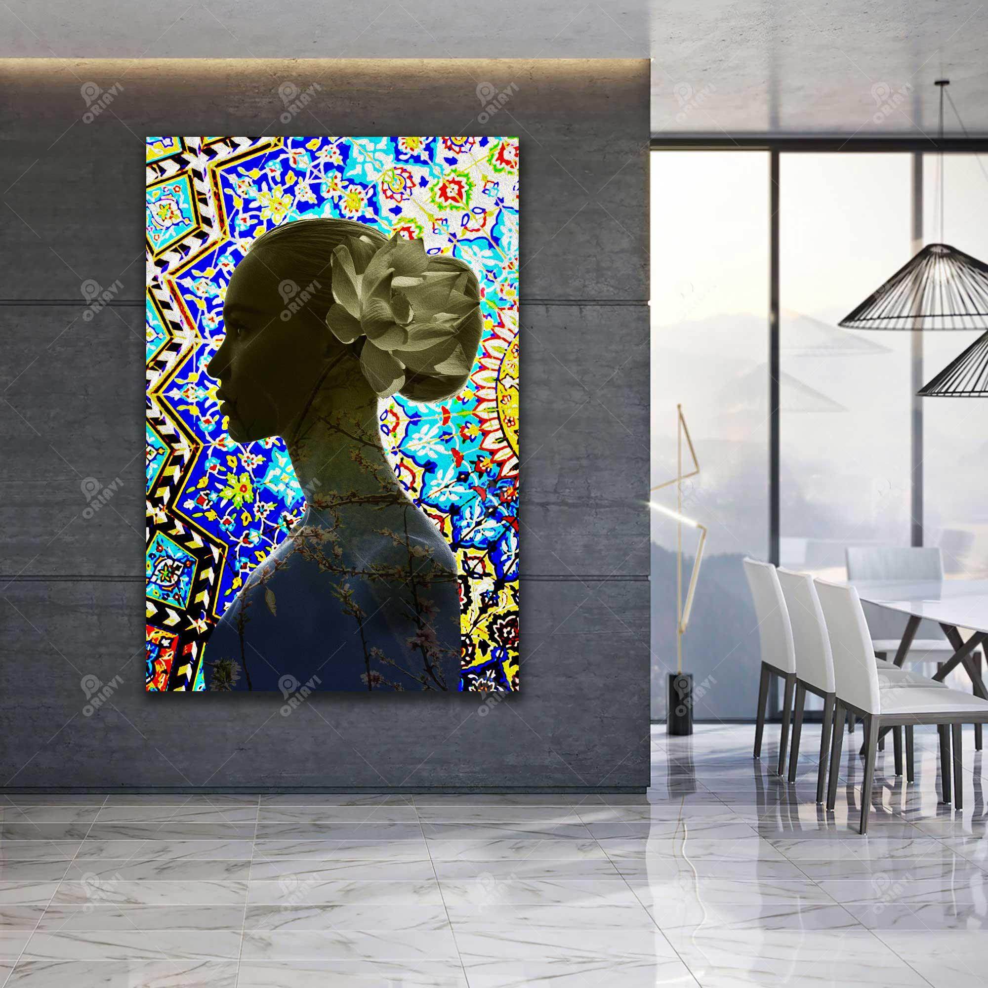 Spring Blossoms — Persian Tile Silhouette Canvas