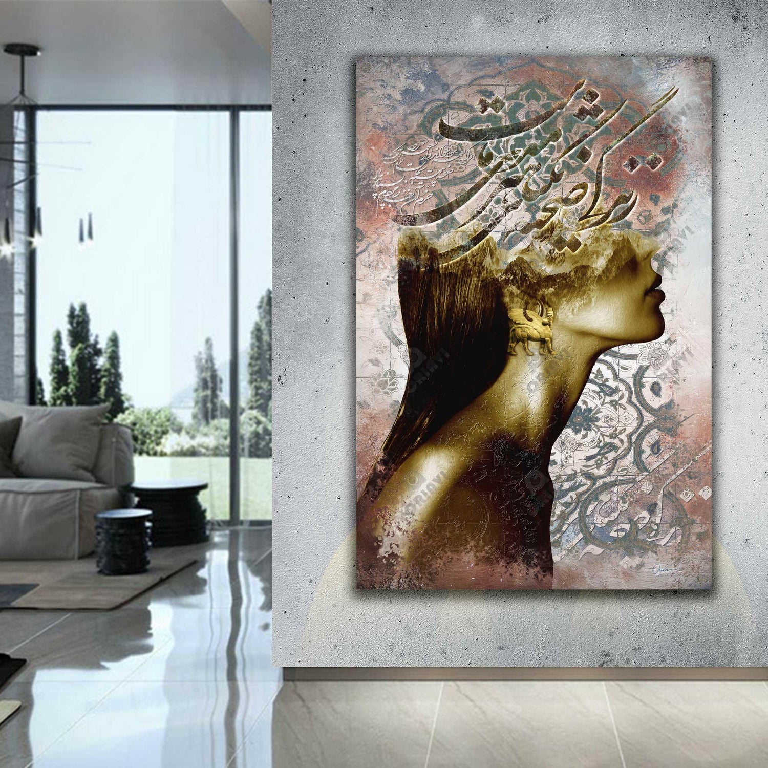 Life is the only stage for our artistry | Modern Persian Wall Art - ORIAVI Persian Art, persian artwork for sale, persian calligraphy, persian calligraphy wall art, persian mix media wall art, persian painting, persian wall art