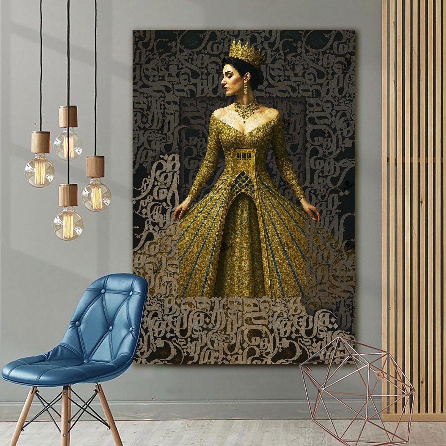 Woman, Life, Freedom — Gold Persian Queen Calligraphy Canvas