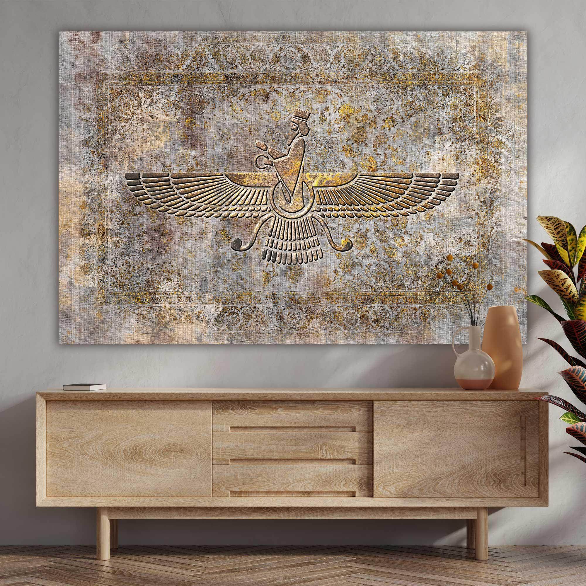 Custom Size of Modern Faravahar Wall Art | Persian Art Wall Decor - ORIAVI