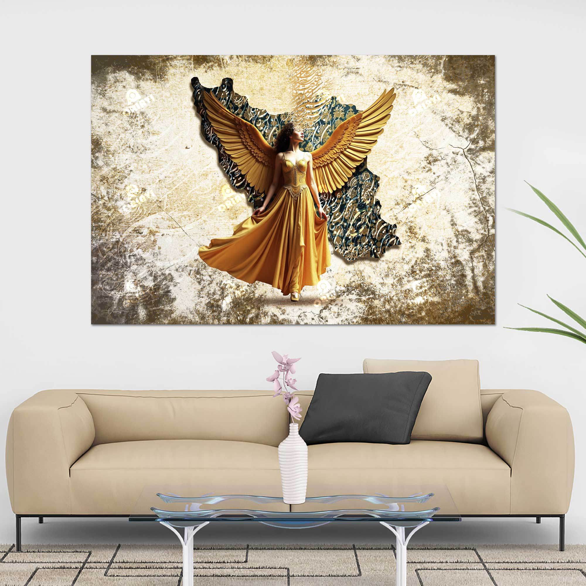 Vatanam — Persian Winged Woman Calligraphy Canvas