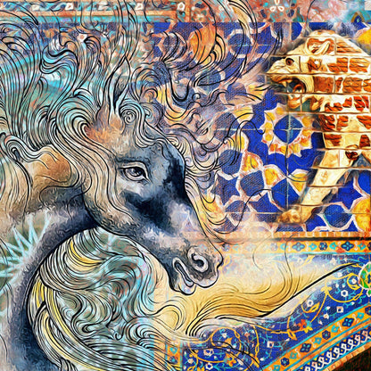 Persian miniatures on tiles (2 Piece) | Persian Wall Art | Persian Home Wall Decor - ORIAVI