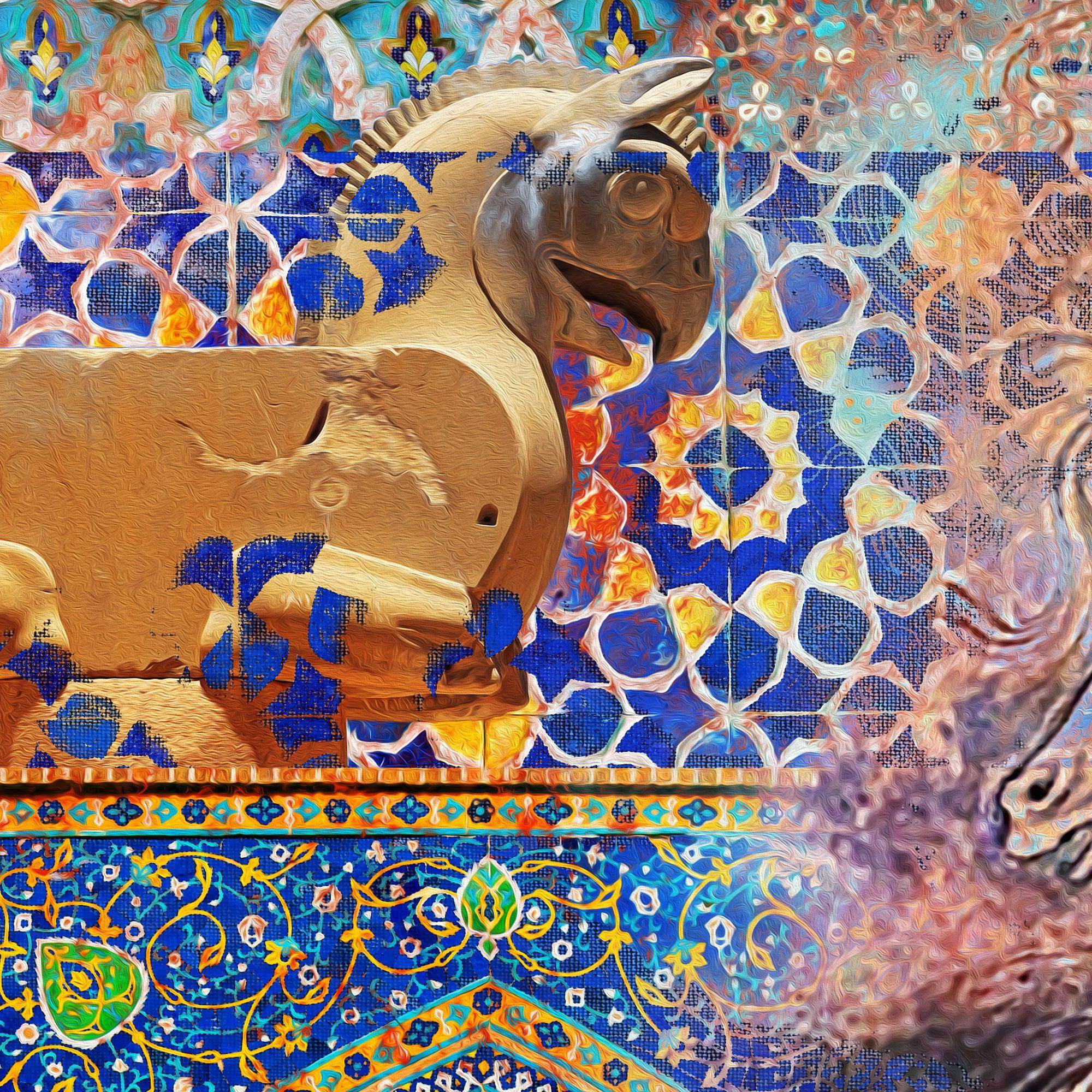 Persian miniatures on tiles (2 Piece) | Persian Wall Art | Persian Home Wall Decor - ORIAVI