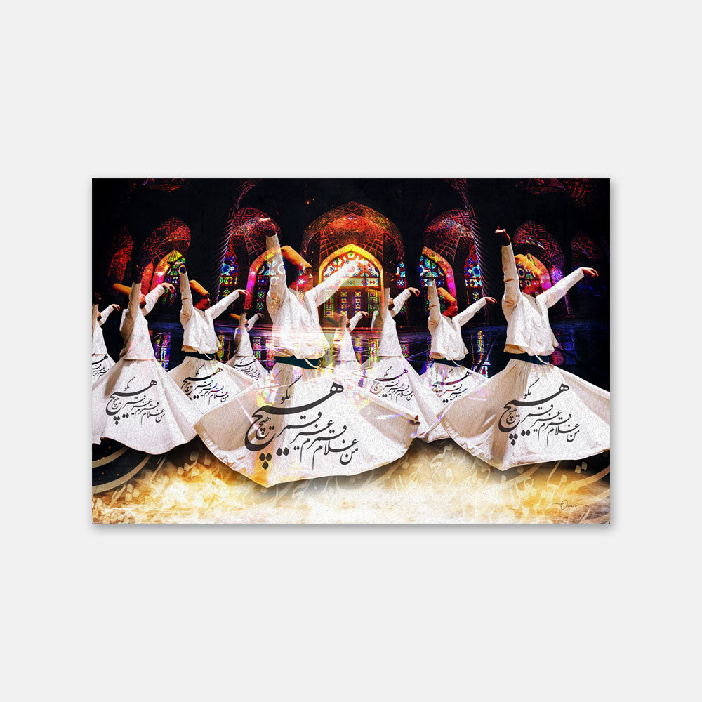 Hich Magoo — Rumi Whirling Dancers Calligraphy Canvas