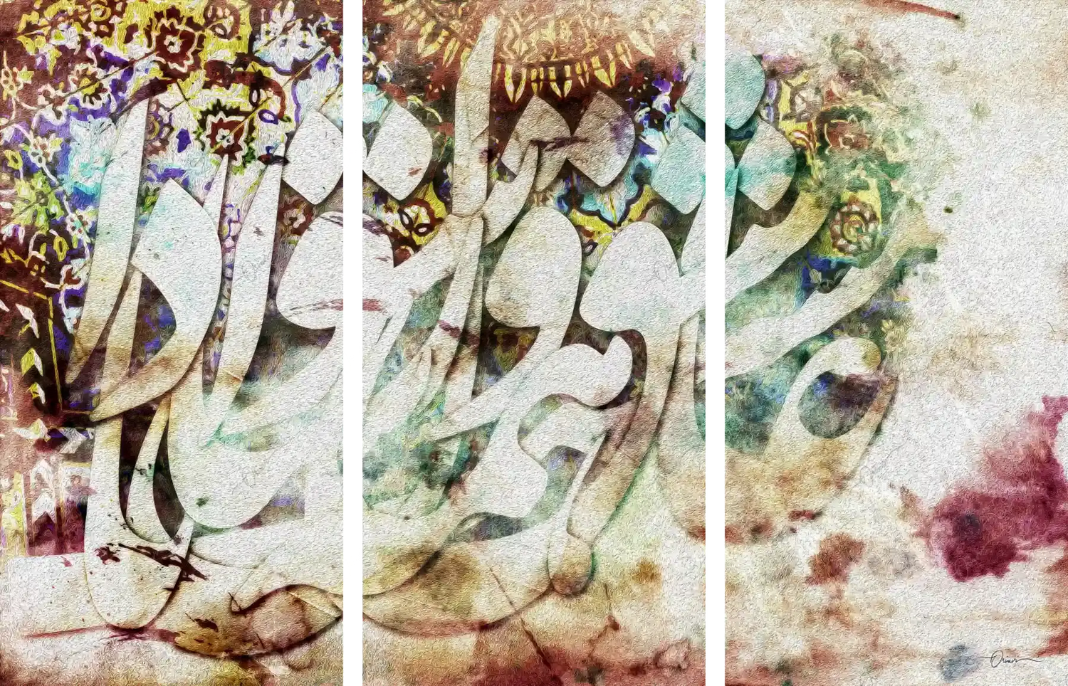 Ashegh — Rumi Persian Calligraphy Canvas Triptych