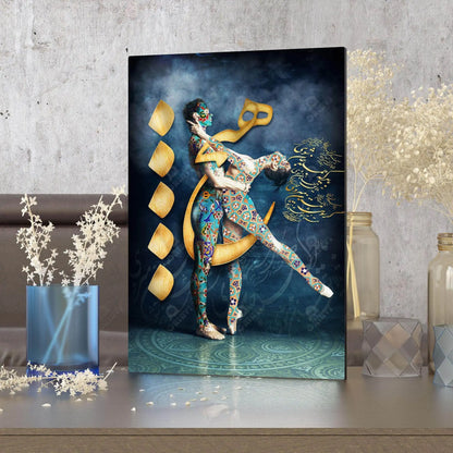 A whirling dancer in blue with Rumi&