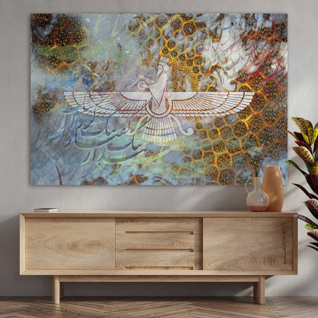 Faravahar Persian wall art, alternate artwork view 2