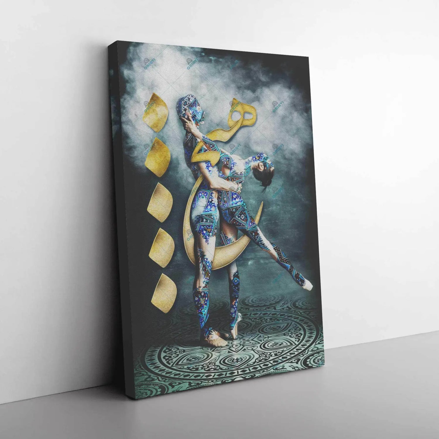 Hich Persian canvas displayed in an interior setting, view 4