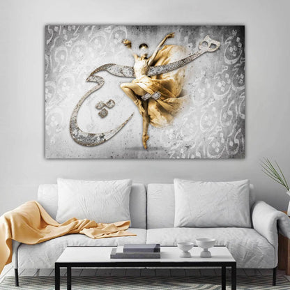 Hich — Monochrome Persian Dancer Calligraphy Canvas