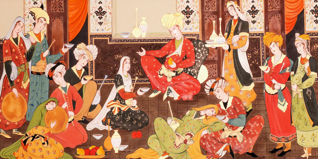 Antique Persian Miniature — Royal Feast Canvas