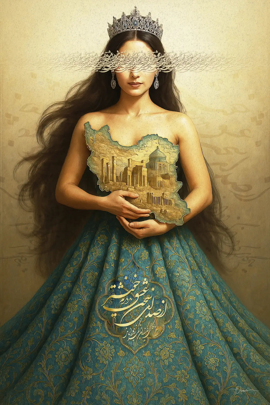 Sokhan-e Eshgh — Hafez Persian Queen Portrait Canvas