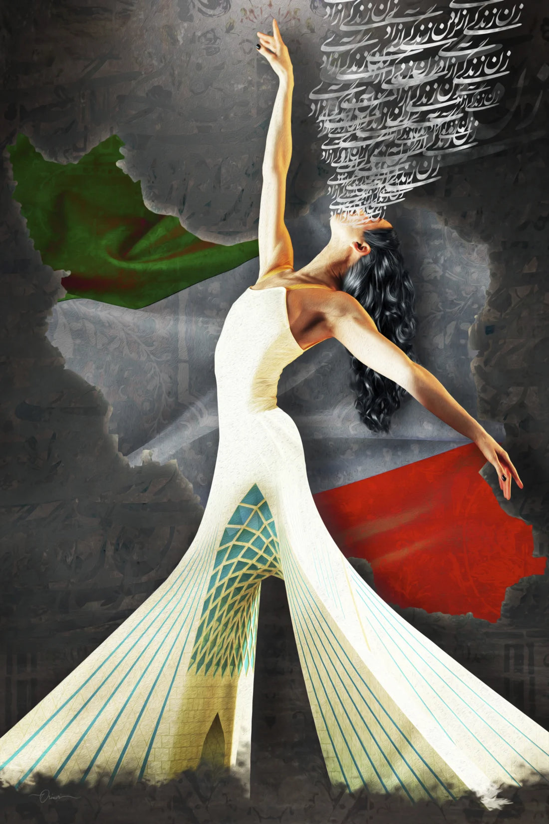 Woman, Life, Freedom — Modern Persian Calligraphy Canvas