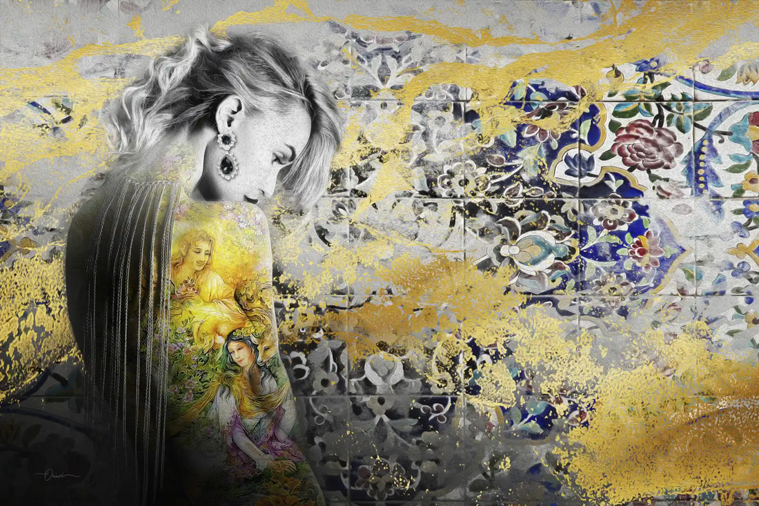 Romantic — Persian Woman Portrait Calligraphy Canvas