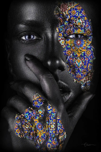 Deep in Thought — Persian Tile Portrait Canvas Art