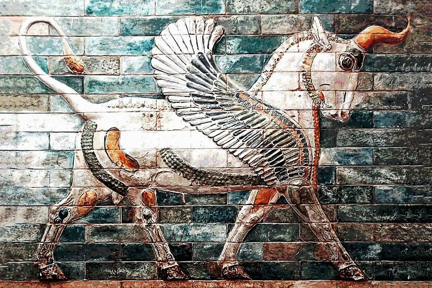 Unicorn from Apadana — Persian Heritage Relief Canvas