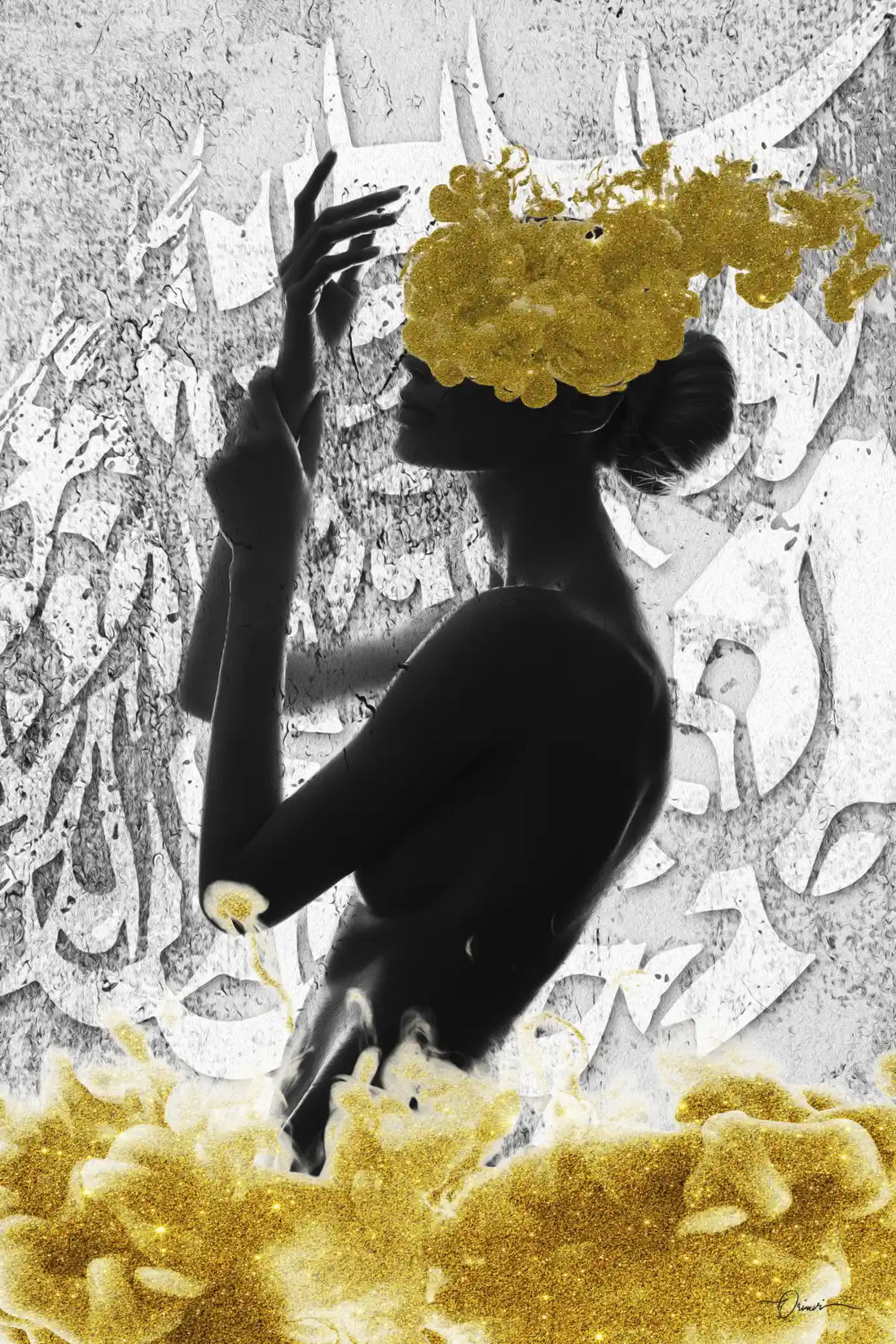 Jamal-e Jaanaan — Hafez Gold Floral Portrait Canvas