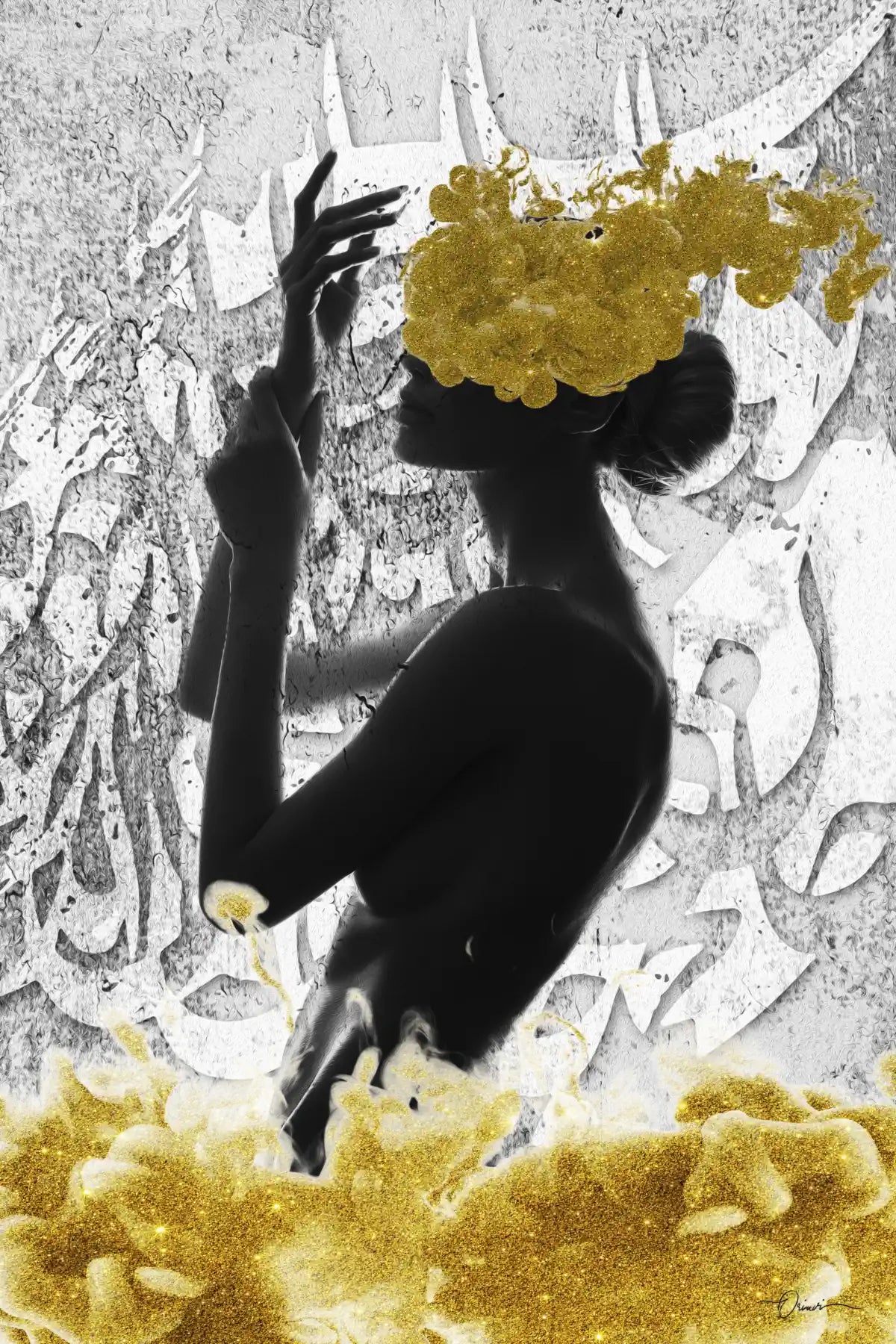 Jamal-e Jaanaan — Hafez Gold Floral Portrait Canvas