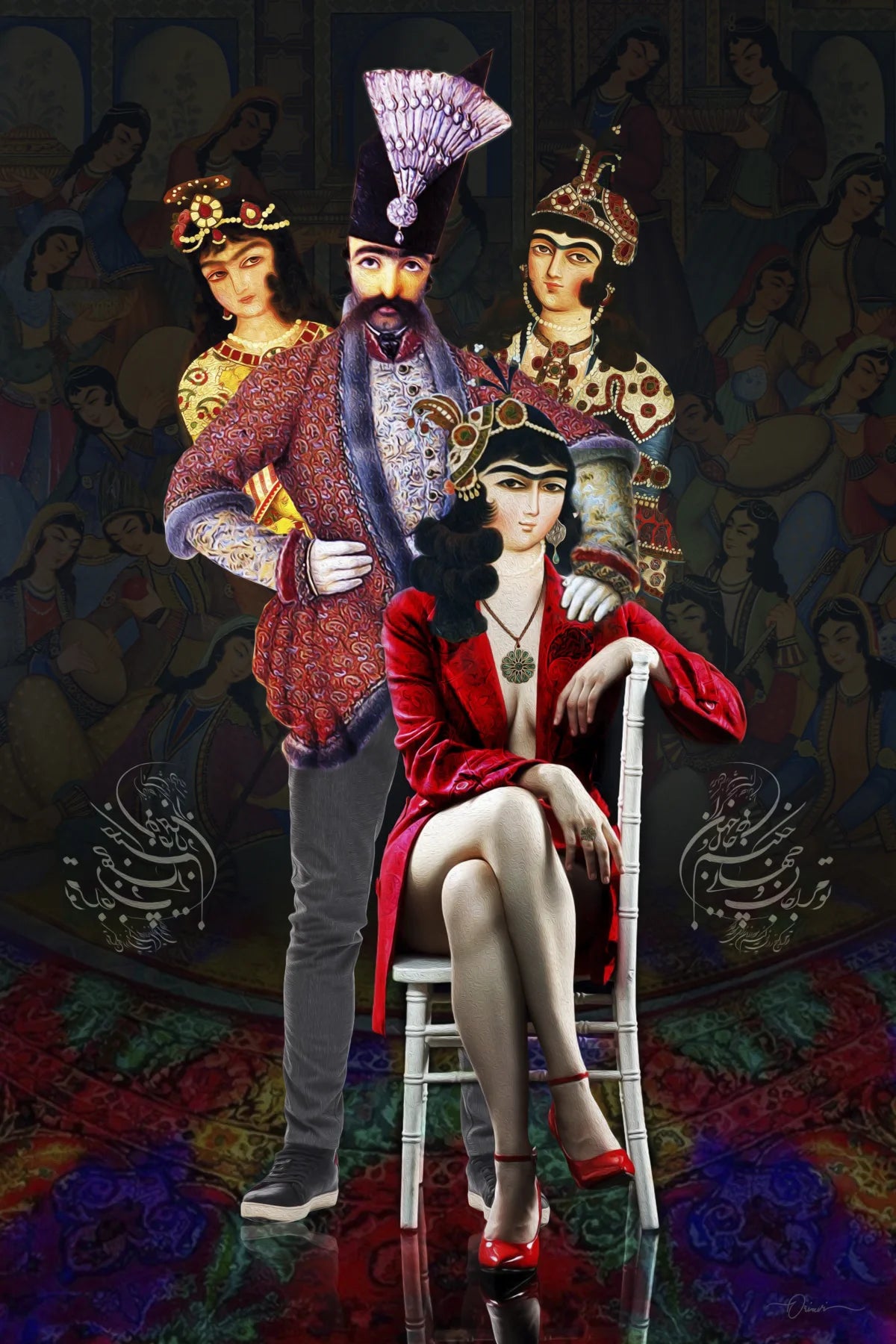 Qajar Court — Contemporary Persian Portrait Canvas