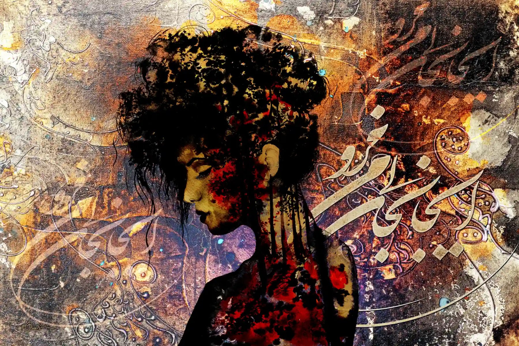 O My Soul, Do Not Go Without Me — Rumi Abstract Portrait Canvas