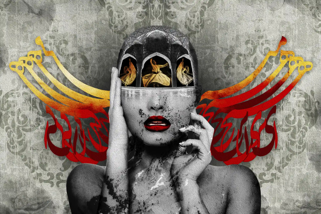 Nothing for Nothing — Rumi Winged Persian Portrait Canvas