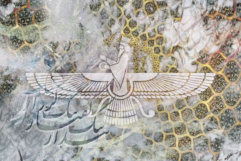 Faravahar — Silver Persian Heritage Canvas Art