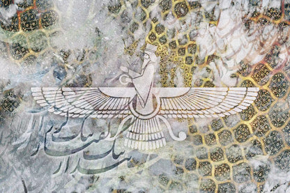 Faravahar — Silver Persian Heritage Canvas Art