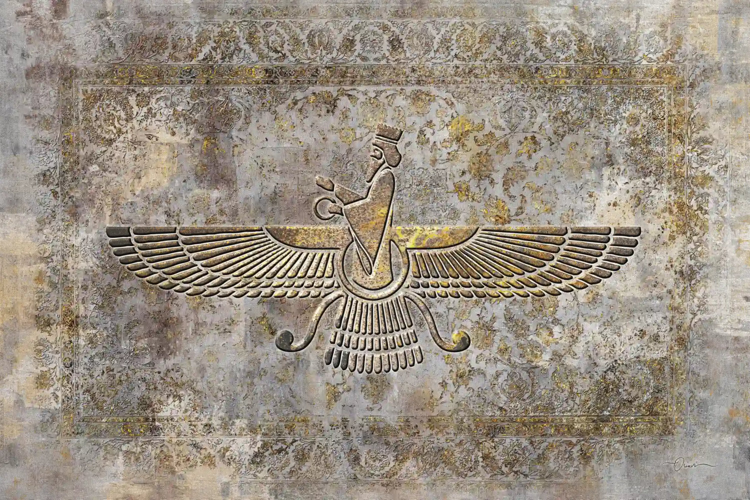 Faravahar — Gold Persian Heritage Canvas Art