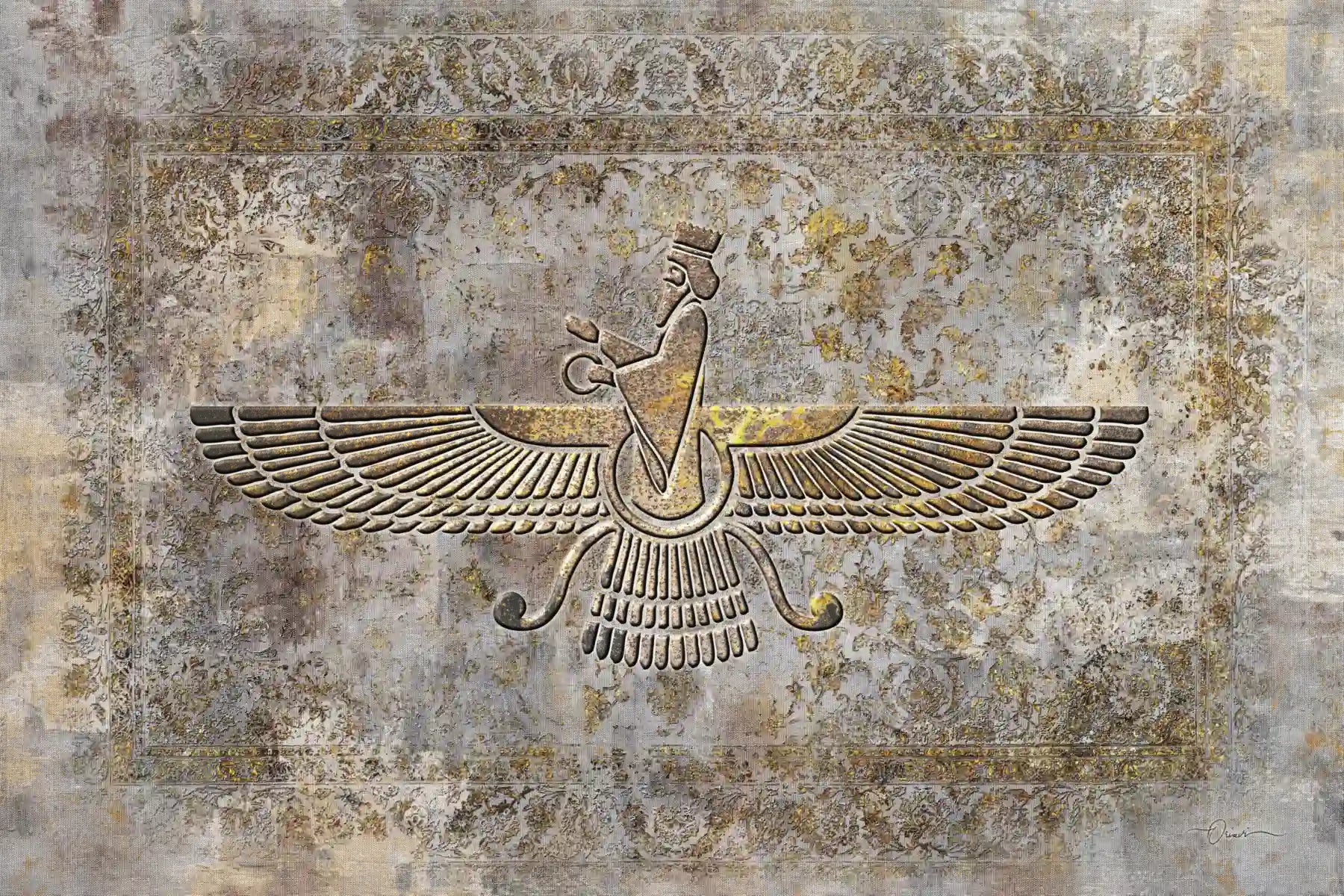 Faravahar — Gold Persian Heritage Canvas Art