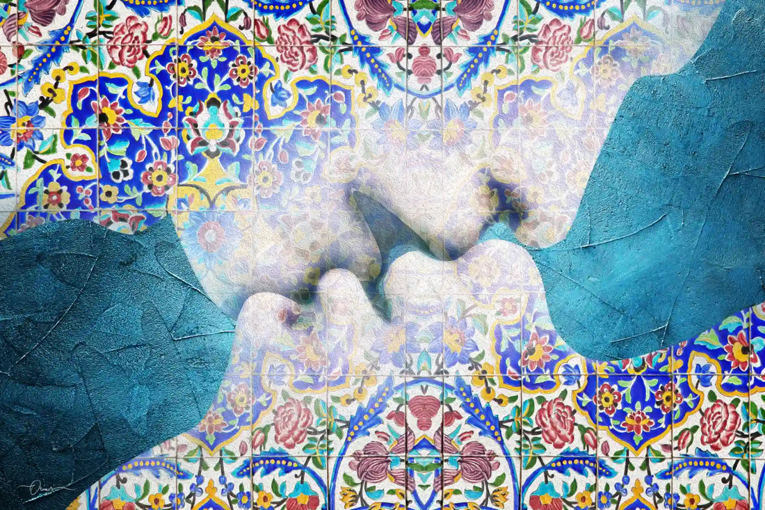 The Last Kiss — Persian Mosaic Couple Canvas