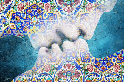 The Last Kiss — Persian Mosaic Couple Canvas