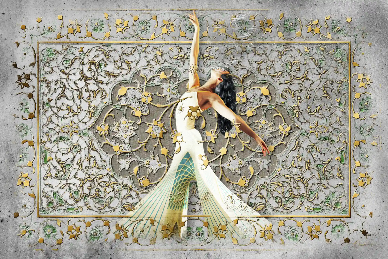 Woman, Life, Freedom — Gold Dancer Calligraphy Canvas