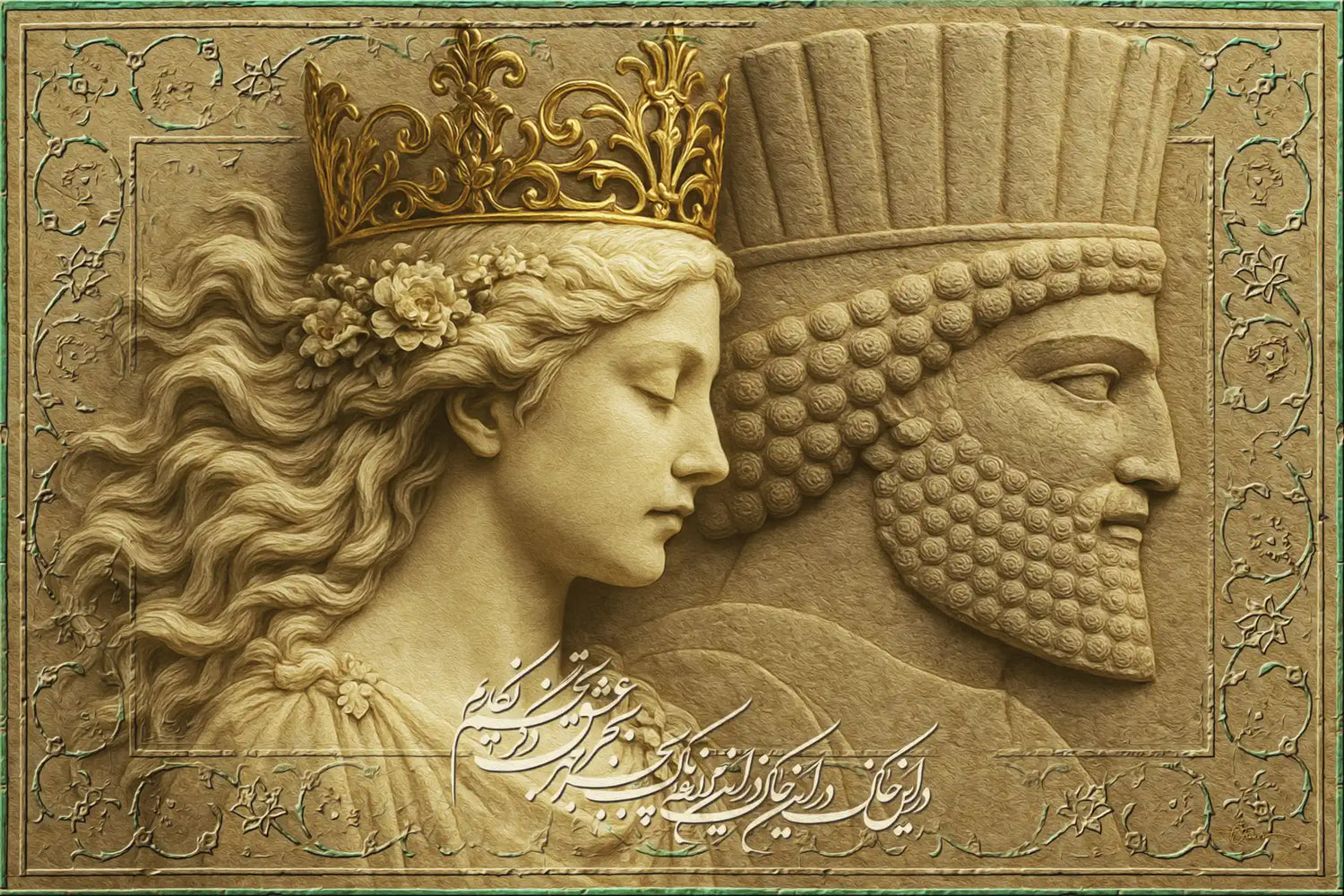 Be Joz Eshgh Nakarim — Rumi Persian Heritage Relief Canvas