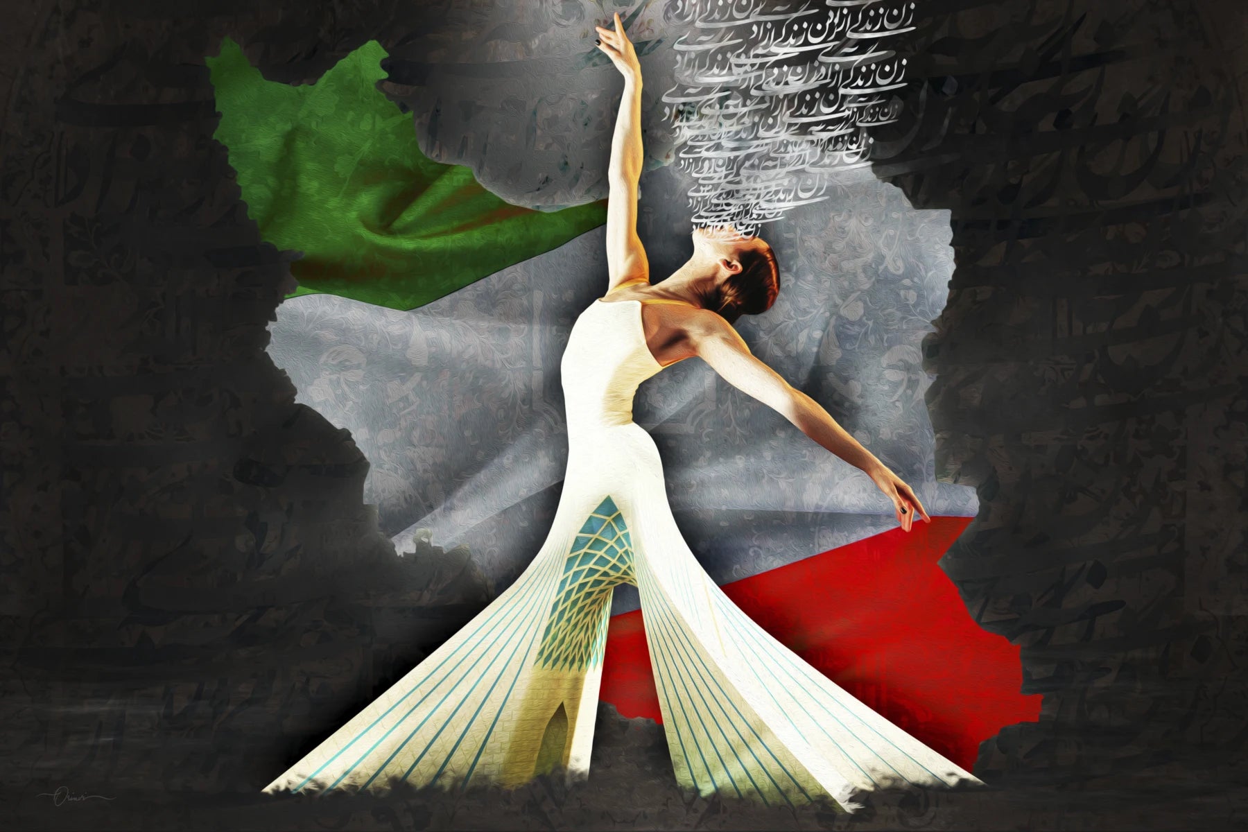 Woman, Life, Freedom — Iran Flag Persian Dancer Canvas