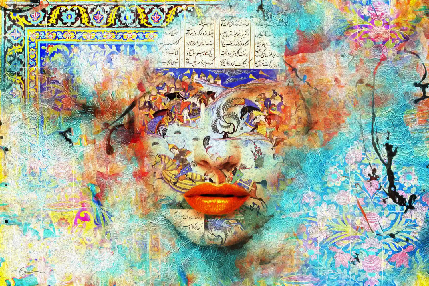 Dance of Colors — Shahnameh Abstract Persian Canvas