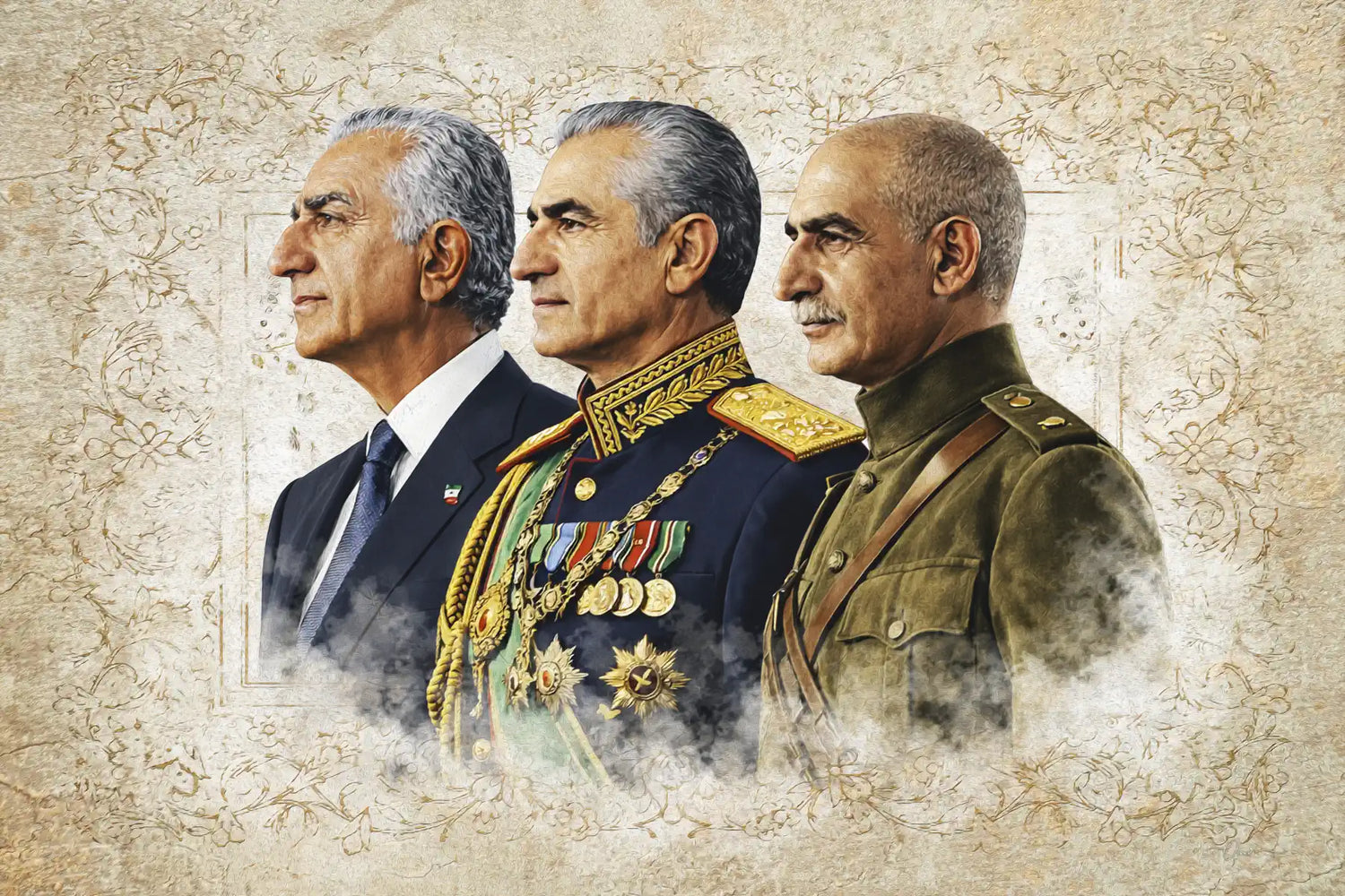 Pahlavi Royal Family — Three Generations Persian Heritage Canvas