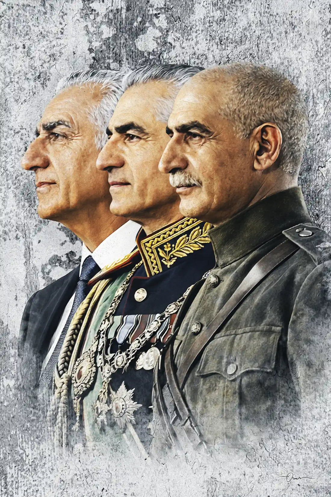 Pahlavi Royal Family — Three Generations Portrait Canvas