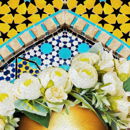 Persian Tile Girl Persian wall art, alternate artwork view 4