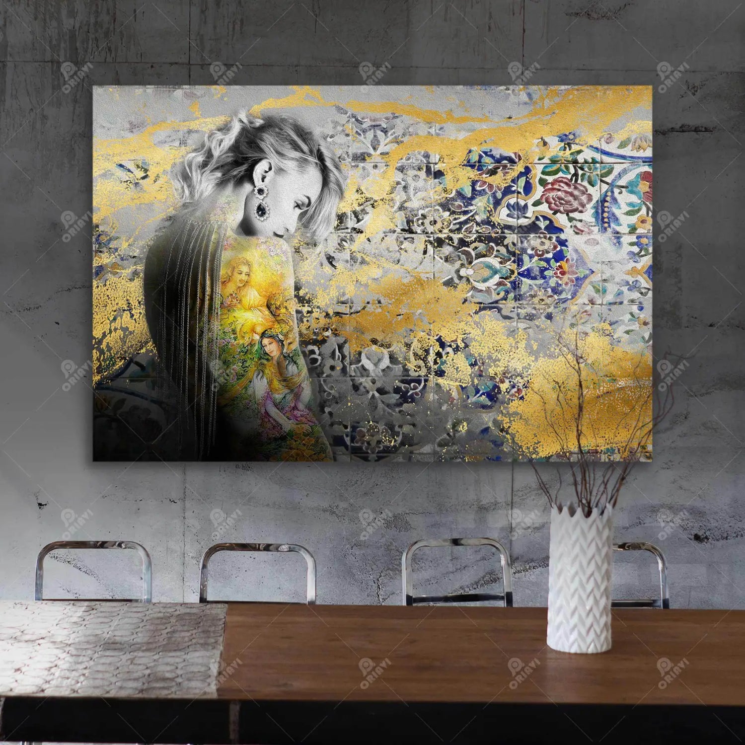 Romantic — Persian Woman Portrait Calligraphy Canvas